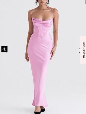 House of CB Pink Corset Bodice Slip Dress